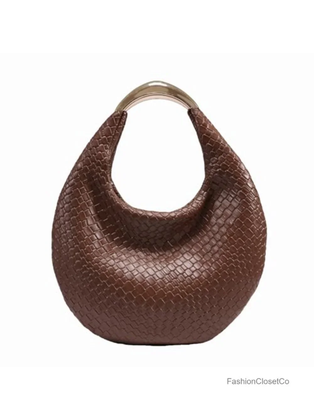 Braided Woven Hobo Tote Handbag Crescent Purse PU Leather Shoulder Bag